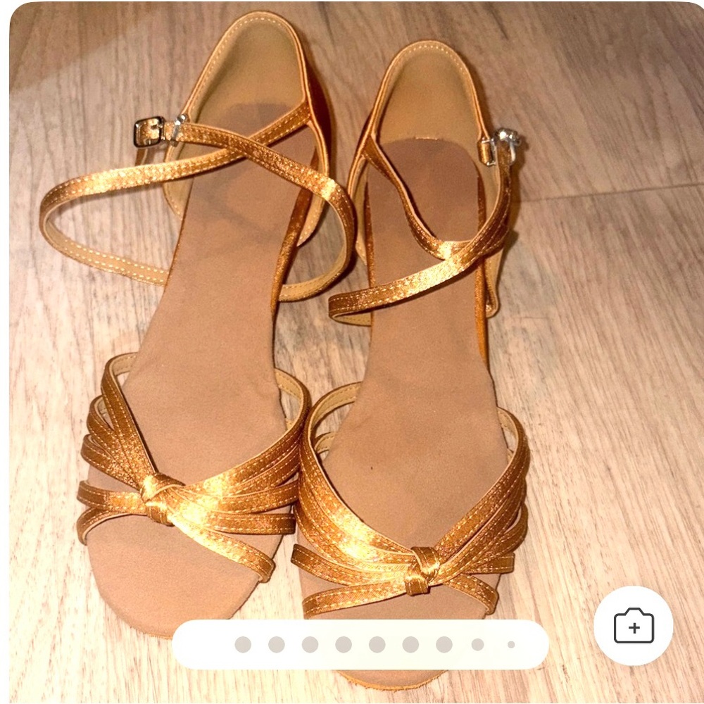 New Gold Strappy Women's Dance Shoes Sandals Heels